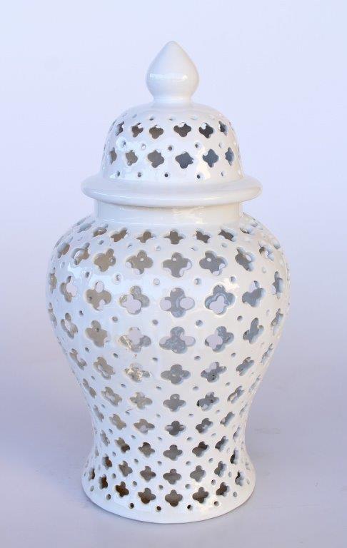 Medium White Cut-Out Ginger Jar